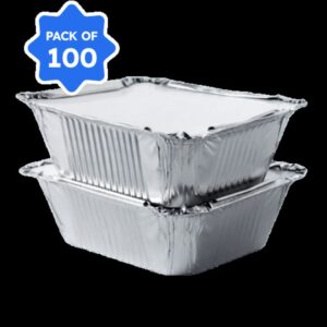 Disposable – Aluminium Container with Lid 450ml (Pack of 100)