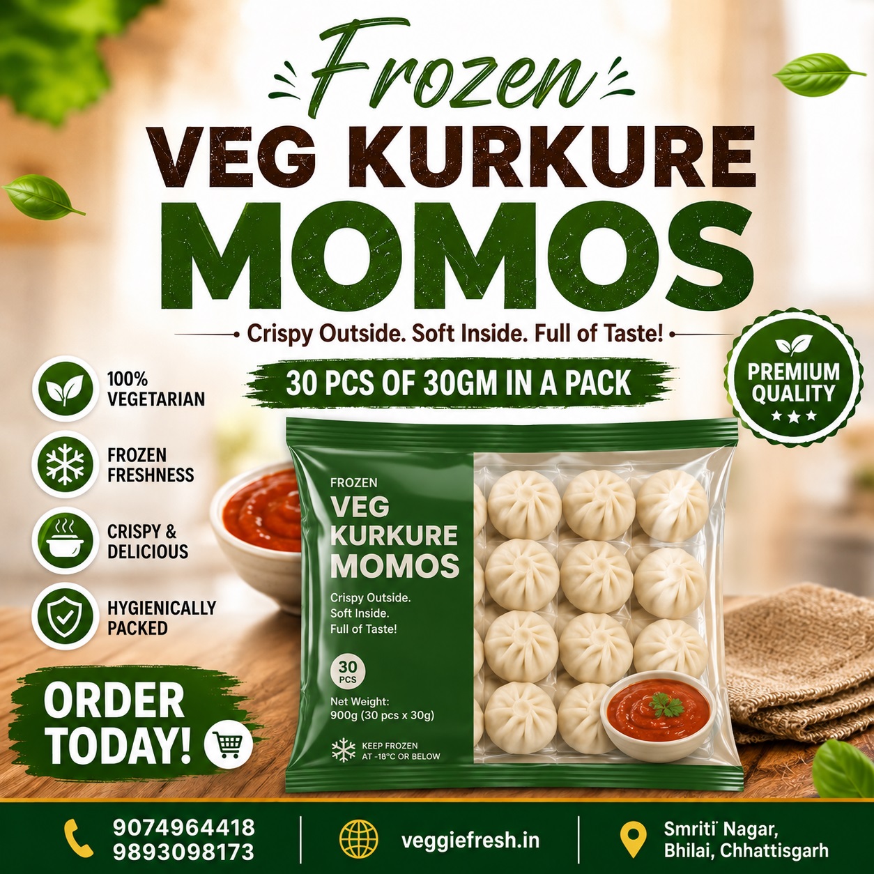 Xinng Frozen Veg Kurkure Momos 30x30gm
